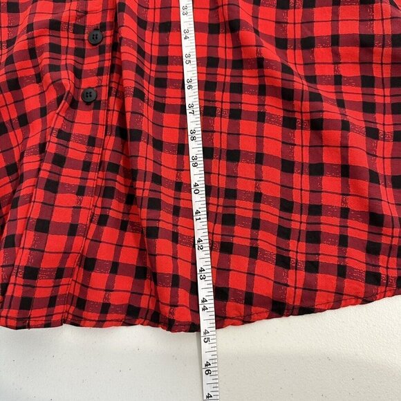 Vintage Clues Collection Shirtdress Plaid Long Sleeve Red Black Pockets - Picture 2 of 16